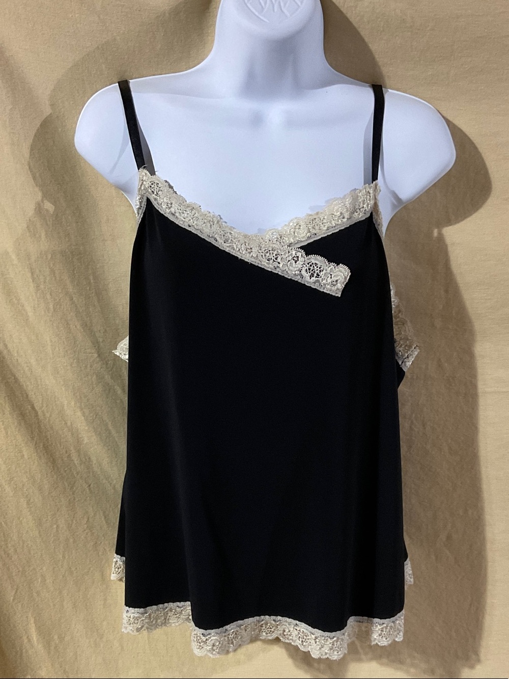 Lane Bryant Size 14/16 Black Cami with Cream Lace Trim